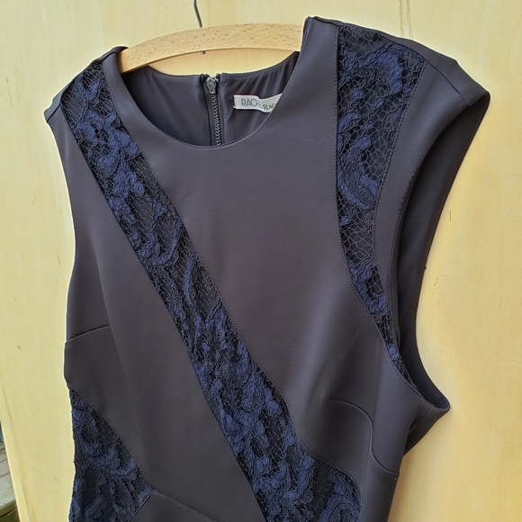Rachel Roy Black / Navy Lace Scuba Sheath Dress 12 - Picture 3 of 14